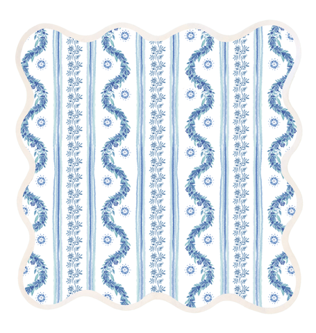 Square Scalloped Placemat | Boxwood Garden - Delft Blue
